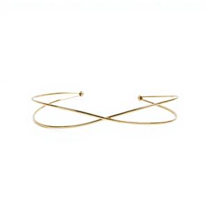 Collar de cadena doble cruzada CUCOCUCA YFB 025 de acero inoxidable, joyería de moda cruzada de diseño simple para conjuntos de verano. - Product Image 1