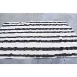 พรมตุรกีโบราณ ขนาด 5.6x9 ฟุต พรมขนาดใหญ่ พรมเปอร์เซียสีดำ - Product Image 2