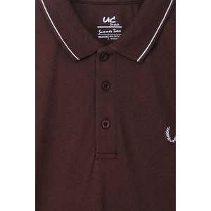 Polo brodé de marque de haute qualité pour hommes, teint uni foncé, rayé, tricoté, étiquette privée, rayé solide XL 6XL Marron - Product Image 2