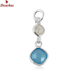 Calcédoine bleue en argent sterling 925 avec pierre naturelle Ensemble de pendentifs avec lunette artisanale en forme de poire - Product Image 5