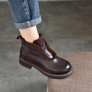 Bottes hautes pour femme en cuir cognac pour l'hiver, bottes cuissardes pour femme en cuir gris brandy, bottes au-dessus du genou pour femme en gris neutre, talon épais - Product Image 3