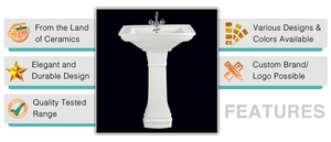 Lavabo de cerámica blanca de diseñador de venta al por mayor de la mejor calidad con pedestal de proveedor y exportador genuino - Product Image 3
