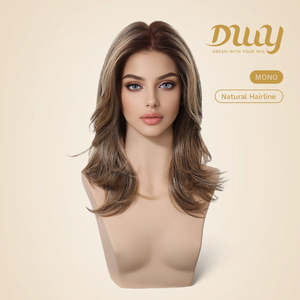 Rachel-DWY Women's 18-Inch Glueless Synthetic <b>Wig</b> with Free Part Collarbone Length Wavy <b>Brown</b> Lace Front for Autumn Outfits - Product Image 5