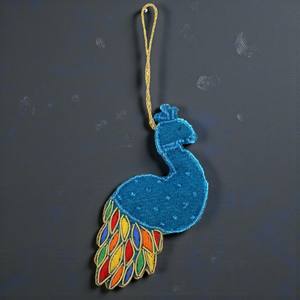 Decoración Colgante con Diseño de Pavo Real y Adornos Zari |   Adorno de Tela con Cuentas en Forma de Pavo Real para Festivales, Bodas y Decoración del Hogar - Product Image 2