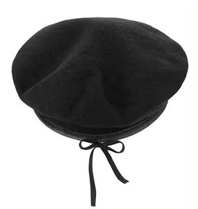 High Quality Beret Hats <b>Men</b> Black Cotton Classic Wholesale Custom Logo <b>Flat</b> Unisex Beret Hat <b>for</b> <b>Men</b> - Product Image 4