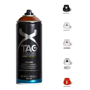 Bomboletta Spray per Graffiti con finitura opaca ad alta copertura da 400ml di vernice acrilica arancione con 5 tappi per colori artistici - Product Image 1