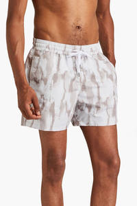 <b>Mens</b> Stylish Modern Fit Swim <b>Shorts</b> with Beige and <b>White</b> Abstract Brushstroke Design Comfortable Summer Beachwear - Product Image 2