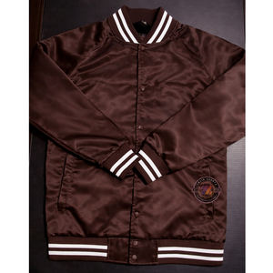 Veste de baseball en satin brillant de haute qualité, couleur unie, style bomber, pour les équipes sportives et la mode streetwear - Product Image 1