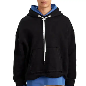 Sweat à capuche oversize à coupe ample, style personnalisé, nouveau style, 450 GSM, 100% coton molletonné, doublé, lavé, effet délavé, coupe courte pour homme - Product Image 1
