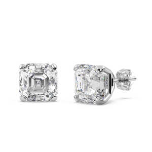 Boucles d'oreilles en diamant taille Asscher de 1,00 ct en platine (G-H VS2-SI1) - Product Image 3