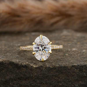 Anillo de compromiso de diamante de corte ovalado cultivado en laboratorio 1,50, anillo de Halo oculto de regalo de lujo de moda de oro sólido de 10K para mujer, certificado IGI - Product Image 4