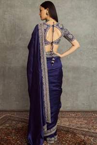 Bollywood diseño suave espacio seda con bordado Sari mujer moda fabricante y proveedor de Surat - Product Image 3