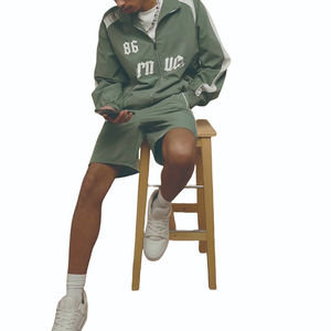 Veste de survêtement pour homme en coton à manches longues, col montant, polaire, séchage rapide, imprimé lettres, vert, de haute qualité, pour l'hiver - Product Image 3