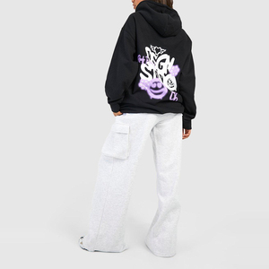 ผ้าฝ้ายพิมพ์คุณภาพสูงผู้หญิงแขนยาวสบาย Hoodies / โลโก้ที่กําหนดเองธรรมดาขนาดใหญ่คลุมด้วยผ้าผู้หญิงเสื้อสเวตเตอร์ - Product Image 3