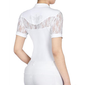 Chemise d'équitation à manches courtes pour femmes avec fermeture éclair pour l'entraînement quotidien - Product Image 2
