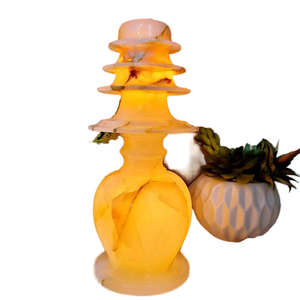 Lampe Onyx Blanc, Lampe en Marbre Onyx, Lampe Vintage en Marbre Blanc - Product Image 2