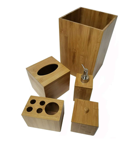 Juego de baño de madera para Hotel, hogar, juego de baño, 5 uds., producto de madera hecho a mano, tamaño y venta personalizados - Product Image 1