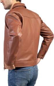 Chaqueta de Abrigo para Hombre, Chaquetas para Hombre, Cuerpo de Lana, Mangas de Cuero PU, Chaqueta de Cuero PU de Corte Ajustado para Hombre ODM, Chaqueta de Motociclista con Cremallera - Product Image 3