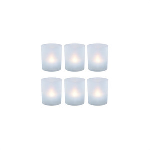 LED17 - Bougie LED sans flamme à effet vacillant blanc chaud dans un support en plastique givré - 2,25 (6 pièces/paquet) - Product Image 1