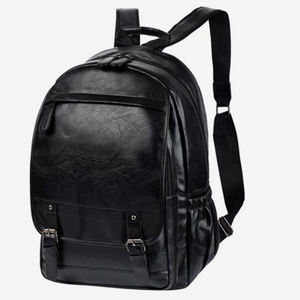 Wholesale Solid Black Color Cow Leather Durable Backpacks Stylish Large Capacity Leather Outdoor Luxury Collage Totes Backpacks - Product Image 2