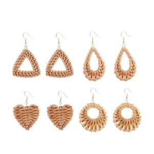 Best Selling Natural Rattan <b>Earrings</b> for Women with Heart Shape <b>Fashion</b> <b>Earrings</b> Trending Handwicker From Vietnam Wholesalers - Product Image 6