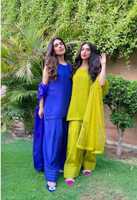 Farshi Salwar Punjabi yaz Suit Sharara Pallazo hindistan Anarkali doğal bel saten ile uzun o-boyun pakistan kollu