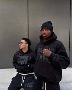 ชุดวอร์มแนวสตรีทสำหรับผู้ชาย2ชิ้นพิมพ์ลายมีฮู้ดและกางเกงวอร์มชุดวอร์มโอเวอร์ไซส์สำหรับฤดูหนาว - Product Image 5