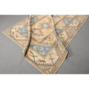 Alfombra Oriental Vintage Grande de 6.5x9.8 pies, Marrón y Azul, de Lana - Product Image 4