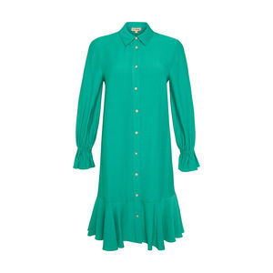 เสื้อคลุมสีเขียวถักโครเชต์แบบลำลองพร้อมชายเสื้อระบายและผ่าข้าง - Product Image 1