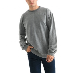Sweat-shirt léger délavé à l'acide pour homme, 200 GSM, coton, col rond, décontracté, fabrication OEM sur mesure, marque privée - Product Image 5