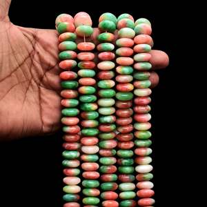 Cuentas de Ónix Rondelle Natural Verde Anaranjado, Corte Liso, 57 Cuentas, 15 Pulgadas, Hilo de Piedras Preciosas para la Fabricación de Joyas, Marca Chakralume - Product Image 1