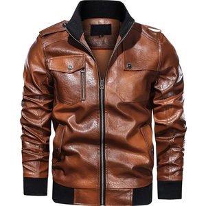 Veste en cuir de haute qualité pour hommes, légère, avec décoration en fourrure, tissu respirant pour l'hiver, nouveau style High Street - Product Image 1