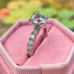 Bague de fiançailles en moissanite TISHYA DIAMOND 4CT, argent sterling, style vintage, sertie à griffes, pour mariage, anniversaire, cadeau de fête - Product Image 6