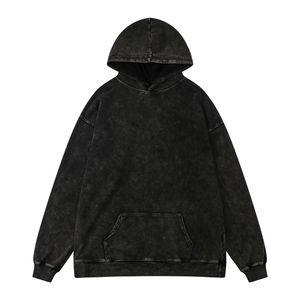 Sweat à capuche vintage délavé avec logo personnalisé pour hommes 100% coton Col à capuche Techniques de lavage à l'acide Brodé de haute qualité - Product Image 1