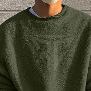 Sudadera Sherpa de algodón 100% de alta calidad para hombre, moda de invierno superior con patrón sólido, servicio OEM - Product Image 2