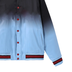 Veste bomber délavée bleu clair Kankakee, vente en gros OEM, streetwear printemps, varsity, décontractée, coupe régulière, imperméable, respirante - Product Image 5