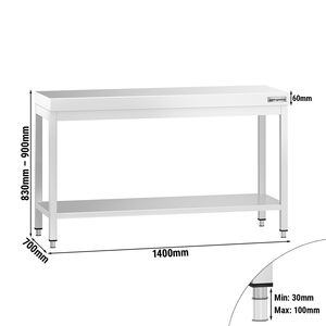 โต๊ะกลางสแตนเลสเชิงพาณิชย์ PREMIUM - 1400x700 มม. - พร้อมชั้นวางด้านล่าง - Product Image 2
