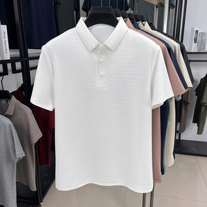 Chemise polo pour homme en nylon-spandex sans couture, à manches courtes, couleur unie, décontractée, avec logo personnalisé brodé ou imprimé OEM. - Product Image 6
