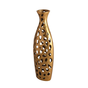 Ensemble de 2 vases à fleurs en aluminium uniques pour la maison Vase à plantes pour hôtel Finition décorative argentée Porte-fleurs en métal au design moderne - Product Image 2