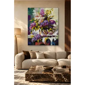 Impression sur toile de lilas violets Fida dans un vase en verre - Product Image 1