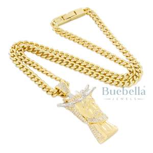 Lujo Iced Out 3D Boss Holy One colgante collar nombre personalizado enlace cubano Hip Hop cadena para hombres rapero estilo diamante Bling - Product Image 3