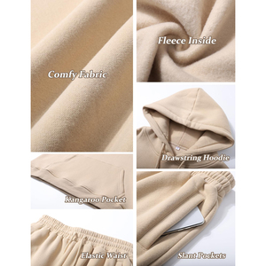Custom Designer Women's Winter High Quality Cotton Fleece Hoodie Sweatpants Set Oversized Drop Shoulder <b>Tracksuit</b> Quick Dry - Product Image 6