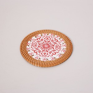 Assiettes rondes en céramique de rotin rouge chargeurs de plaques naturelles en gros pour les décorations de table du dîner - Product Image 3