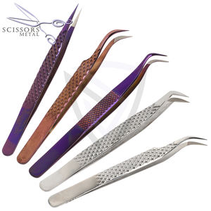 Hot Picks Logo Lash Applicator Pince à épiler Beige Extension de cils Pince à épiler Top Vente Acier inoxydable Durable - Product Image 1