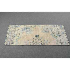 Alfombra Turca de 1.8x4.6 pies, Alfombra Vintage, Alfombra de Lana con Puntos Azules - Product Image 3