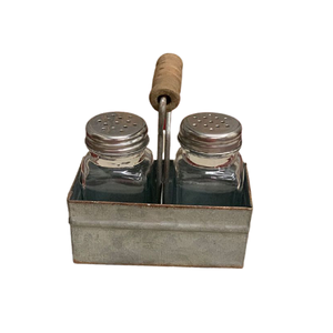 Juego de sal y pimienta galvanizada de la mejor calidad, forma redonda, tamaño personalizado, sal y pimienta de Estaño con soporte para uso en restaurantes - Product Image 1