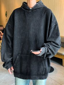 Sudadera con capucha de lavado ácido para Hombre | Long Streetwear Fleece Pullover Oversize Sweater Sudadera con capucha Sudaderas con capucha - Product Image 5