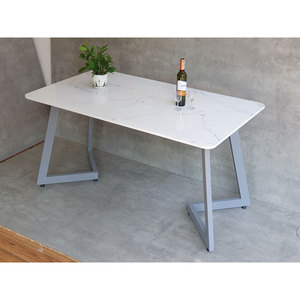 Victo Minimalist Rectangular Dining <b>Table</b> 140x80cm Stone <b>Top</b> Iron Legs Solid <b>Wood</b> Assembled BA68099 - Product Image 6