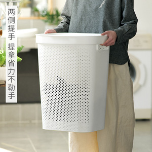 Nhựa mây mạnh mẽ giặt giỏ với bìa đồ chơi bẩn quần áo lưu trữ giỏ công suất lớn hộ gia đình giặt cản trở - Product Image 5