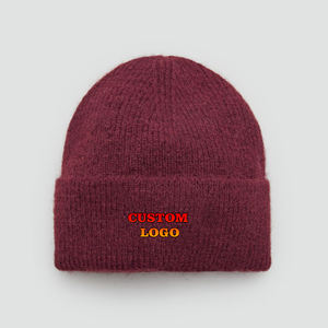 Gorro de Punto Jacquard con Logotipo Bordado Personalizado, Gorro de Punto de Alta Calidad, Gorro Plegable Cálido de Color Sólido - Product Image 1
